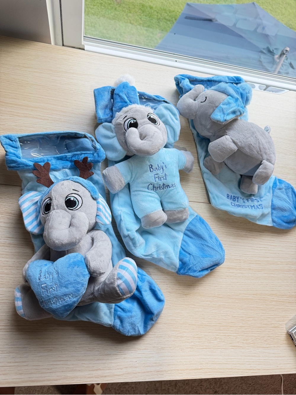 Baby's First Christmas Blue Plush Elephant Stocking Toy